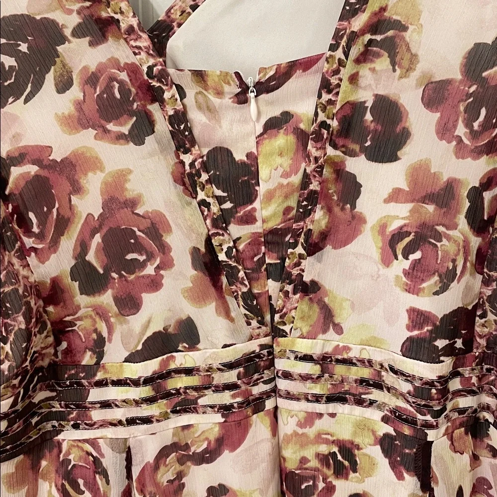 Simply Vera Vera Wang Burgundy Pink Rose Floral Dress 1X - Picture 6 of 6